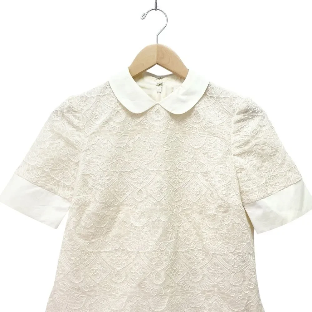 Tory Burch Aurelia Lace Top & Debra Skirt Set Cream Ivory Size 0 Matching Outfit